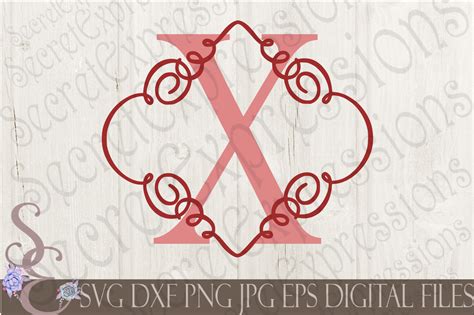 Download Free Letter X Initial Swirl Border Monogram SVG Creativefabrica